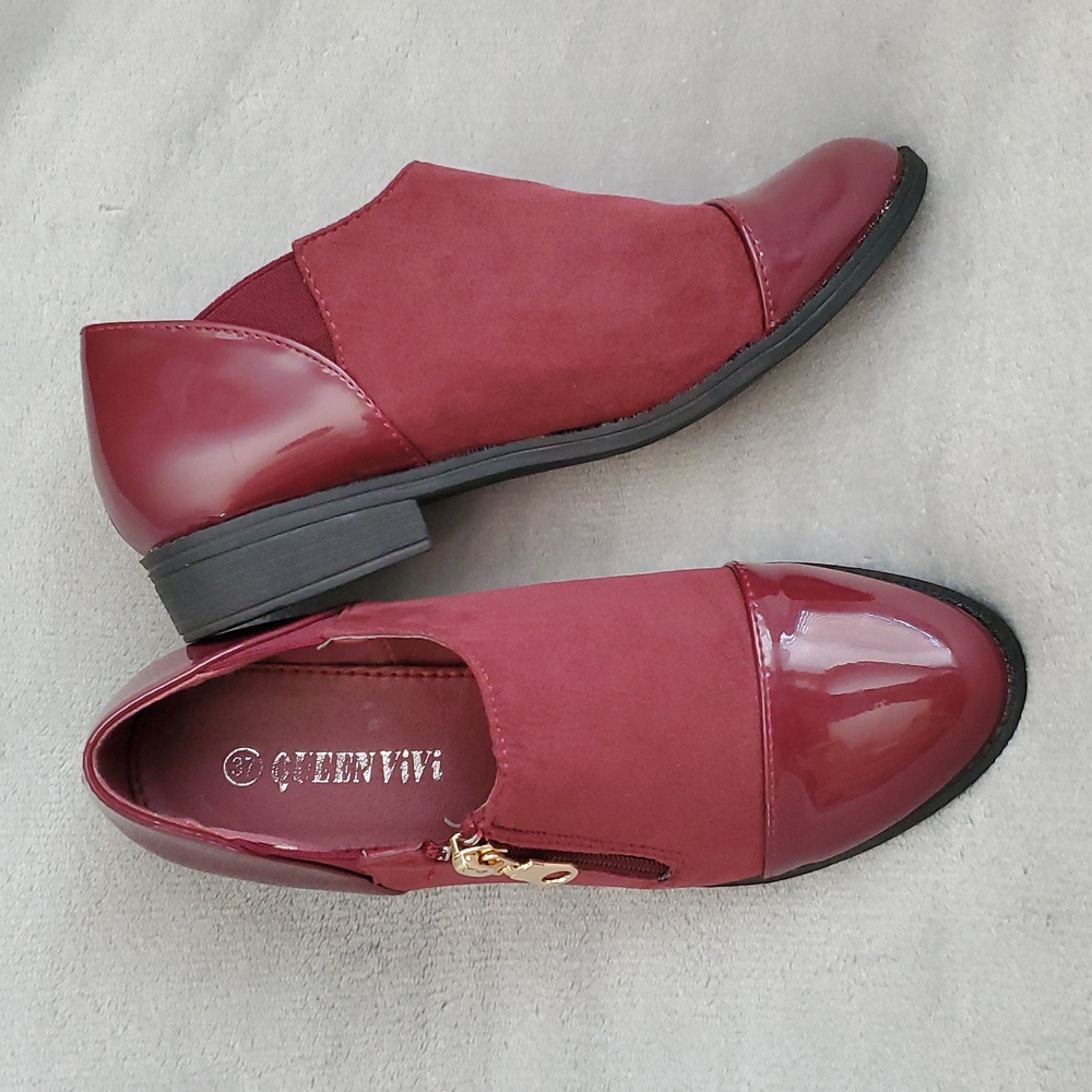 QUEEN ViVi Burgundy Patent Faux Suede Shoes EUROPEAN SIZE: 37 - Picture 12 of 12